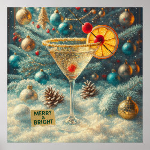 Retro 50er Fröhlicher und Helligkeit Weihnachtsstu Poster