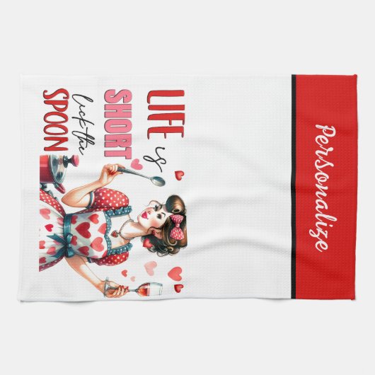 Retro 50er Glam Hausfrau Funny Sarcastic Spaß Geschirrtuch (Horizontal)