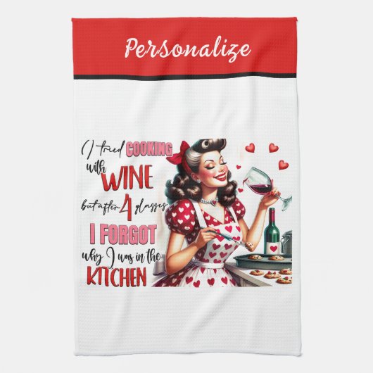 Retro 50er Glam Hausfrau Funny Sarcastic Spaß Geschirrtuch (Vertikal)