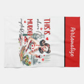 Retro 50er Glam Hausfrau Funny Sarcastic Spaß Geschirrtuch (Horizontal)