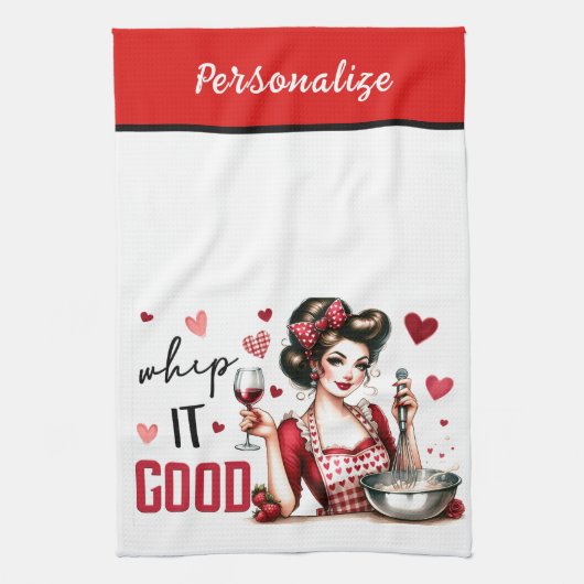 Retro 50er Glam Hausfrau Funny Sarcastic Spaß Geschirrtuch (Vertikal)