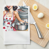 Retro 50er Glam Hausfrau Funny Sarcastic Spaß Geschirrtuch (Viertel Falte)