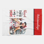 Retro 50er Glam Hausfrau Funny Sarcastic Spaß Geschirrtuch (Horizontal)