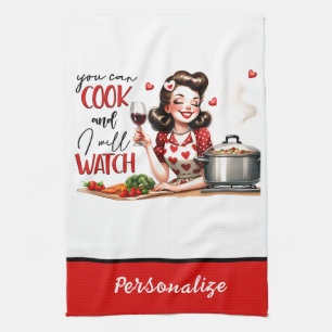 Retro 50er Jahre Glamour-Hausfrau Lustiger Sarkast Geschirrtuch