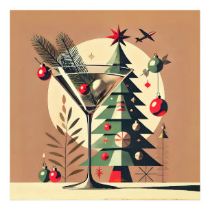 Retro 50er Jahre Jet Set Weihnachtsbaum Martini Fotodruck
