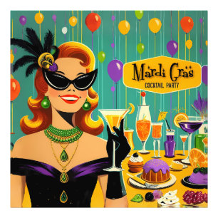 Retro 50er Jahre Mardi Gras Cocktailparty Fotodruck