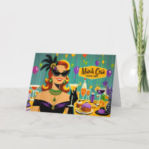 Retro 50er Jahre Mardi Gras Cocktailparty Karte