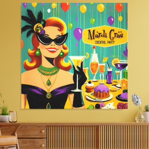 Retro 50er Jahre Mardi Gras Cocktailparty Leinwanddruck