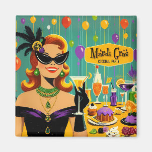 Retro 50er Jahre Mardi Gras Cocktailparty Magnet