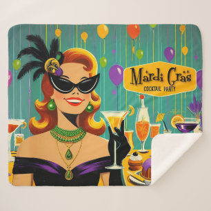 Retro 50er Jahre Mardi Gras Cocktailparty Sherpadecke