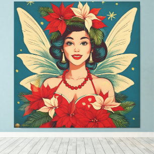 Retro 50er Jahre Tropische Weihnachten Pin-Up Schö Leinwanddruck