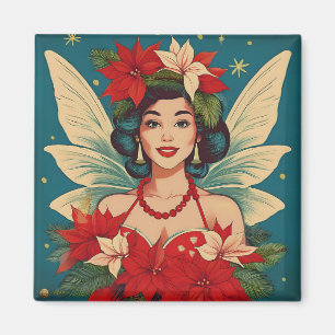 Retro 50er Jahre Tropische Weihnachten Pin-Up Schö Magnet
