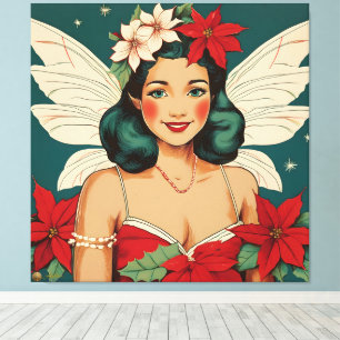 Retro 50er Jahre Tropisches Weihnachten Pin-Up Sta Leinwanddruck