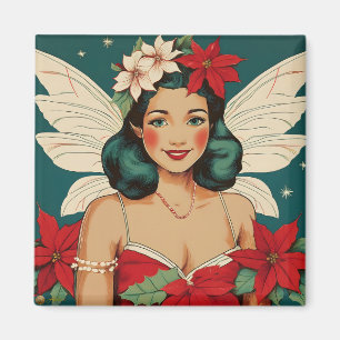 Retro 50er Jahre Tropisches Weihnachten Pin-Up Sta Magnet