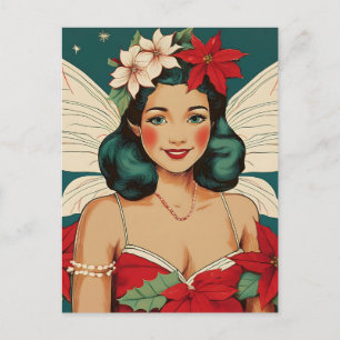Retro 50er Jahre Tropisches Weihnachten Pin-Up Sta Postkarte