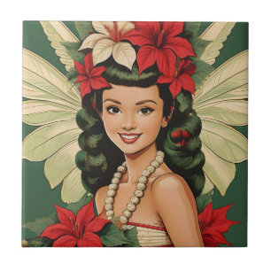 Retro 50er Jahre Tropisches Weihnachten Prinzessin Fliese