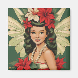 Retro 50er Jahre Tropisches Weihnachten Prinzessin Magnet