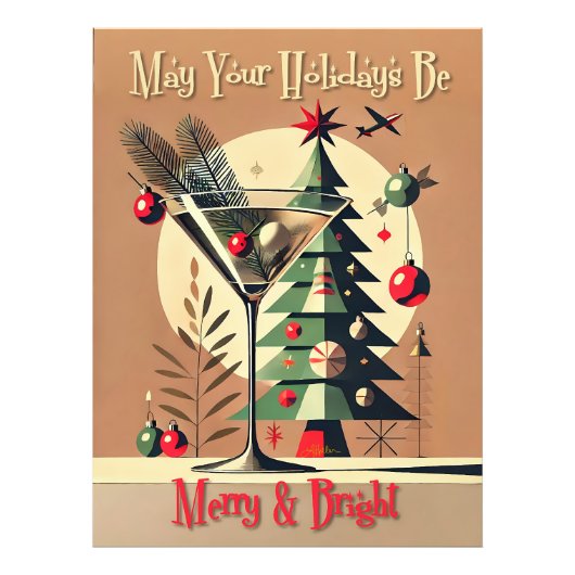 Retro 50er Jet Set Weihnachtsbaum Martini Fotodruck (Vorne)