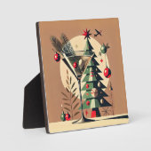 Retro 50er Jet Set Weihnachtsbaum Martini Fotoplatte (Vorderseite)
