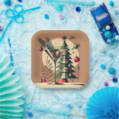Retro 50er Jet Set Weihnachtsbaum Martini Pappteller (Party)