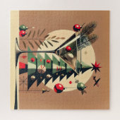 Retro 50er Jet Set Weihnachtsbaum Martini Puzzle (Horizontal)
