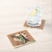 Retro 50er Jet Set Weihnachtsbaum Martini Rechteckiger Pappuntersetzer (Vor Ort)