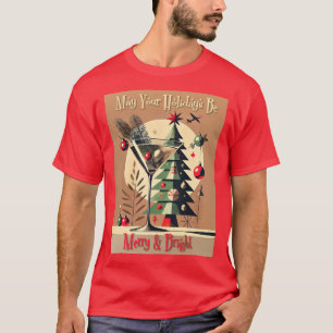 Retro 50er Jet Set Weihnachtsbaum Martini T-Shirt