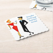 Retro 50er Man Woman Couple Cocktail Party Untersetzer (angewinkelt)