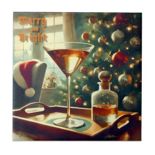 Retro 50er Manhattan Martini für Santa Fliese