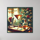 Retro 50er Manhattan Martini für Santa Leinwanddruck (Vorderseite)