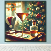 Retro 50er Manhattan Martini für Santa Leinwanddruck (Insitu (Holzboden))