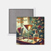 Retro 50er Manhattan Martini für Santa Magnet (Vorderseite/Rückseite)