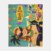 Retro 50er Mardi Gras Cocktailparty Fleecedecke (Vorderseite)