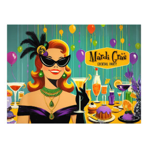 Retro 50er Mardi Gras Cocktailparty Fotodruck