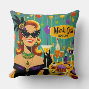 Retro 50er Mardi Gras Martini Cocktailparty Kissen