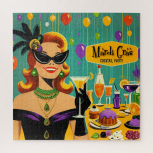 Retro 50er Mardi Gras Martini Cocktailparty Puzzle