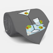 Retro 50er MartiniglasParty-Zeit (DK. Grau) Krawatte (Gerollt)