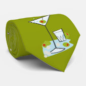 Retro 50er MartiniglasParty-Zeit (Moos-Grün) Krawatte (Gerollt)