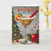 Retro 50er Merry Bright Christmas Candy Cocktail Karte (Gelbe Blume)