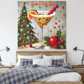 Retro 50er Merry Bright Christmas Candy Cocktail Leinwanddruck (Insitu (Schlafzimmer))