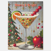 Retro 50er Merry Bright Christmas Candy Cocktail Magnet (Vorderseite)