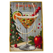 Retro 50er Merry Bright Christmas Candy Cocktail Mittlere Geschenktüte (Vorderseite)