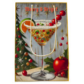 Retro 50er Merry Bright Christmas Candy Cocktail Mittlere Geschenktüte (Rückseite)