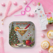 Retro 50er Merry Bright Christmas Candy Cocktail Pappteller (Party)