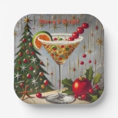Retro 50er Merry Bright Christmas Candy Cocktail Pappteller (Vorderseite)