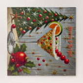 Retro 50er Merry Bright Christmas Candy Cocktail Puzzle (Horizontal)