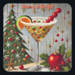 Retro 50er Merry Bright Christmas Candy Cocktail Quadratischer Aufkleber<br><div class="desc">Willkommen in meiner Fantasiewelt des Mitteljahrhunderts! Designs in diesem Laden sind geboren,  in einem Zuhause aus dem Mittelalter aufzuwachsen,  komplett mit Martini-liebenden Eltern. Brechen Sie die Cocktails aus. Das Zusammenführen von Fakten mit Fantasie in den Designs des Mitteljahrhunderts,  Jazz,  Retro Futuristic,  Atomic und Space Age.</div>
