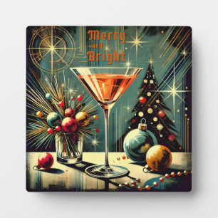 Retro 50er Merry & Bright Christmas Martini Fotoplatte