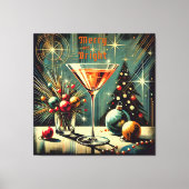 Retro 50er Merry & Bright Christmas Martini Leinwanddruck (Vorderseite)