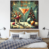 Retro 50er Merry & Bright Christmas Martini Leinwanddruck (Insitu (Schlafzimmer))